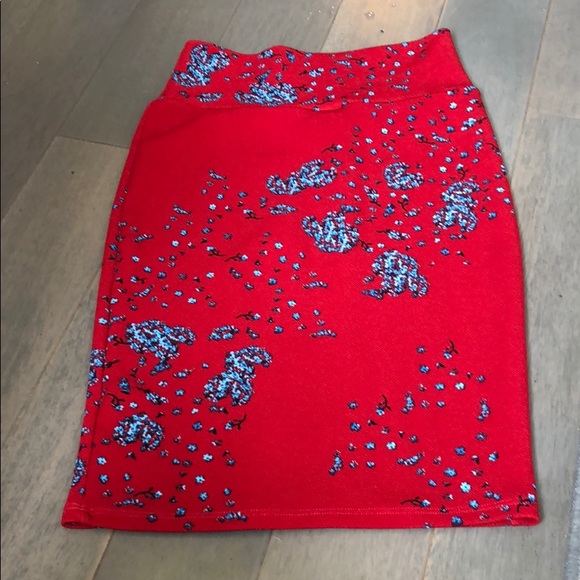 LuLaRoe skirt. Lovely Red & light blue. Size XS. - Picture 2 of 3